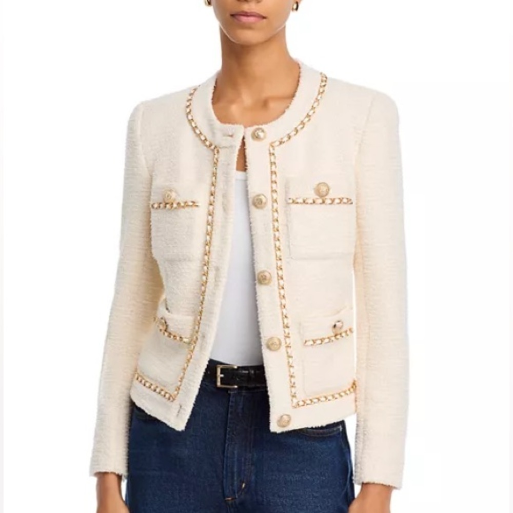 NWT Generation Love New York Velma Tweed Jacket Preppy Cream Gold Sz XL